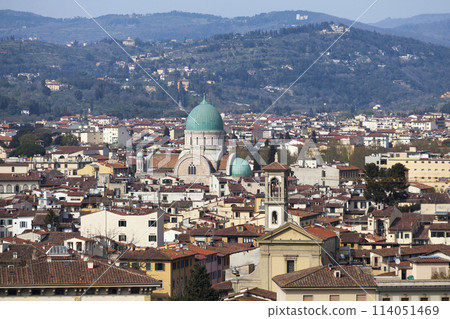 Aerial view of the Church of San Giuseppe and the Great Synagogue of Florence 114051469