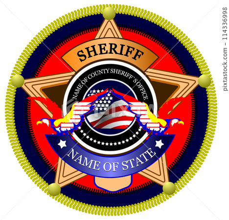 Sheriff's tag on a white background. Color  vector illustration 114336998