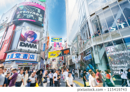 "Tokyo" Shibuya Center Street crowded with tourists 115419743