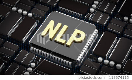 The NLP on pcb board for technology or sci concept 3d rendering. 115674115