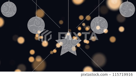 Image of falling stars and glowing spots on black background 115719916