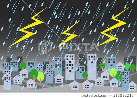 Thunderstorm cityscape illustration 115852215