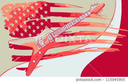 vector illustration of guitar with American Flag 115045905