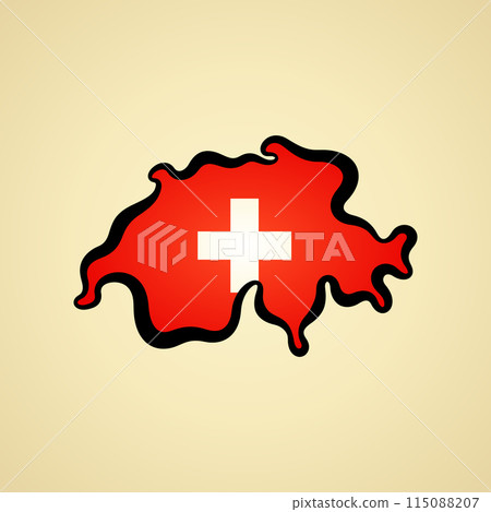 Switzerland - Map colored with flag 115088207