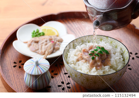 Salted squid and ochazuke (rice with tea) Made with domestically produced flying squid 115132494