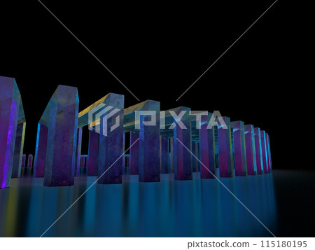 3D illustration of a curved crystal tunnel 115180195