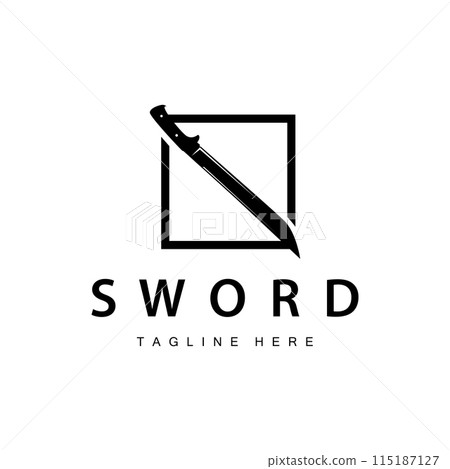 Sword weapon inspiration silhouette design illustration simple minimalist sword logo template 115187127