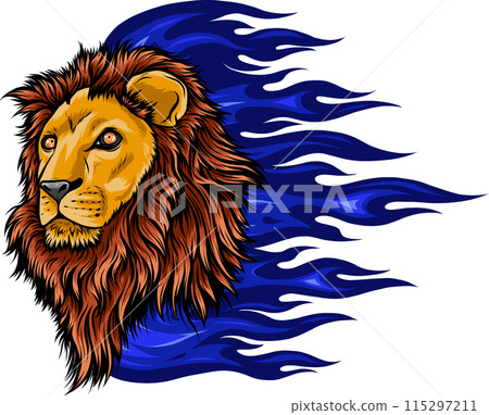 Lion head colorful hand draw vector illustration 115297211