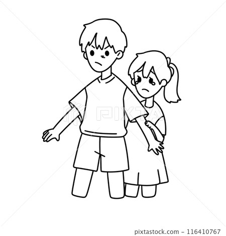 A boy and a girl are standing next to each other 116410767