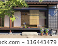 The veranda of a Japanese house in summer with the refreshing morning sun shining in / Summer vacation, returning home, rural home, Showa retro image 116443479