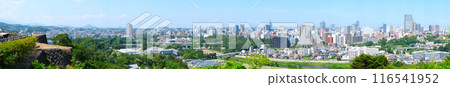 Panoramic photo of Sendai city as seen from the ruins of Sendai Castle 116541952