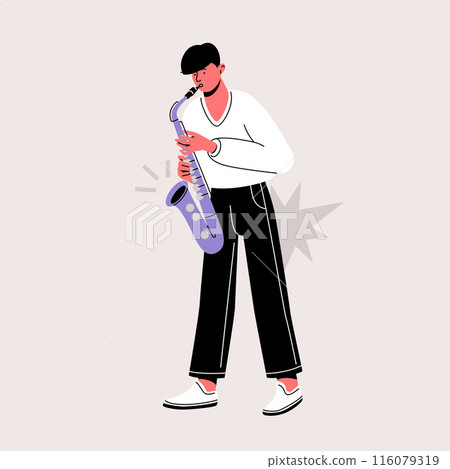 Male Performer Plays Saxophone 116079319