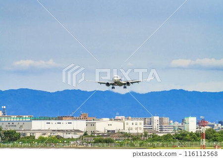 Osaka Airport (Itami Airport) in summer, landing plane, Toyonaka City, Osaka Prefecture 116112568