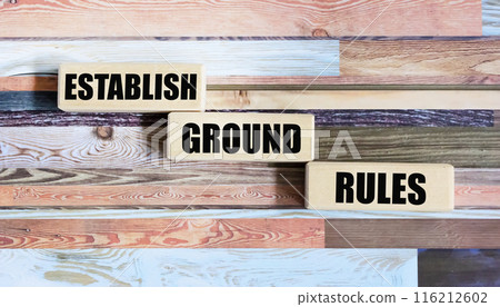 Establish ground rules - word concept on building blocks, text, letters 116212602