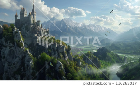 Visual of a stately fortress amidst a charming landscape 116265017