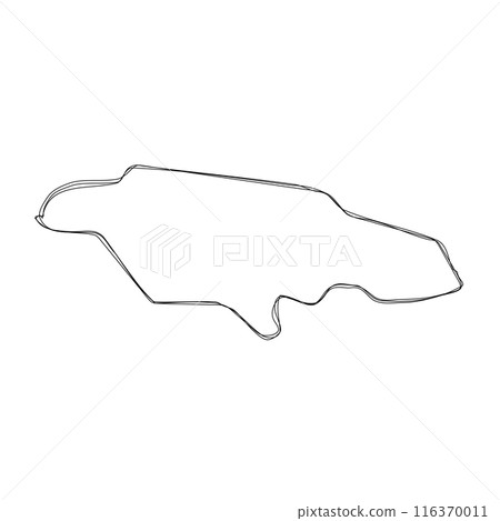 Jamaica country simplified map.Thin triple pencil sketch outline isolated on white background. Simple vector icon 116370011