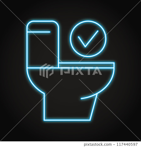 Toilet with ok checkmark neon icon 117440597