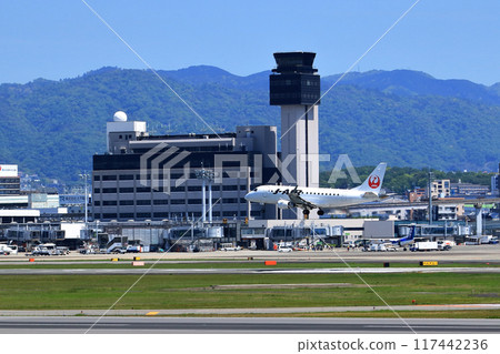 Osaka International Airport JAL Airplane Landing Ready Sky Park 117442236