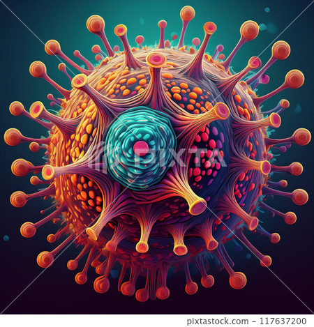 Close-up illustration of a virus 117637200