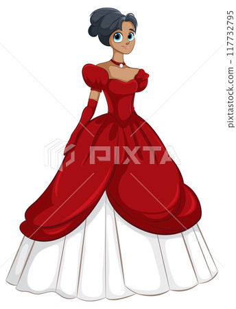 Elegant Princess in Red Dress 117732795