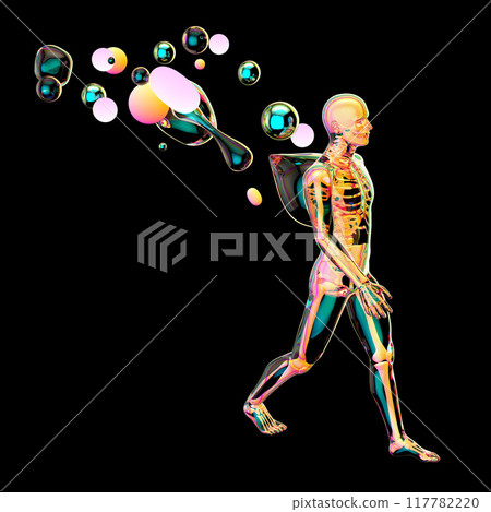 Creative abstract man walking with paint art 117782220