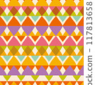 Colorful geometric seamless background knitted pattern (orange) 117813658