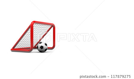 Close up red football goal post on white background. 117879275