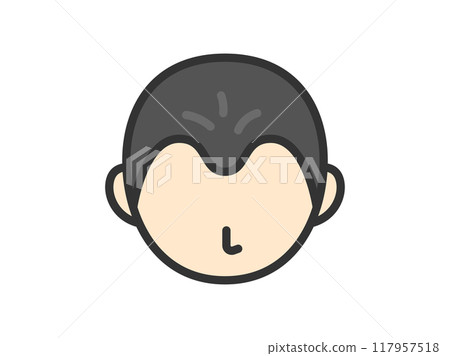 Illustration of a man's icon (line drawing color) with thinning hair at the hairline 117957518