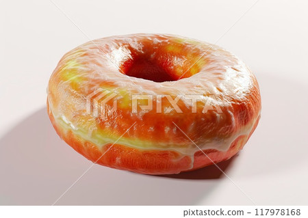 Golden Brown Doughnut with Light Glaze and Perfectly Highlighted Dough, Showcasing Classic Pastry Artistry 117978168