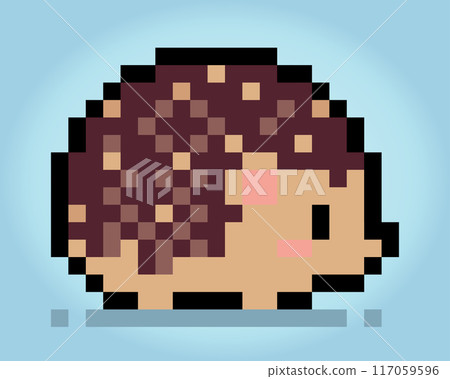 8 bit pixel porcupine. Animals for game assets and cross stitch patterns in vector illustrations. 117059596