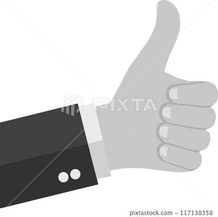 Businessman's left hand thumbs up sign_02_AI generated image 117138358