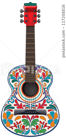 Colorful Mexican Guitar Illustration 117208816