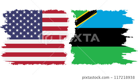 Zanzibar and USA grunge flags connection vector 117218938