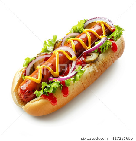 Hot dog on white background 117255690