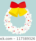 Red ribbon Christmas wreath ornament vector illustration (mint) 117389326