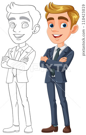 Confident Businessman Cartoon Illustration 118423819