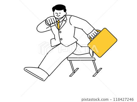 Illustration of a businessman jumping over a hurdle 118427246