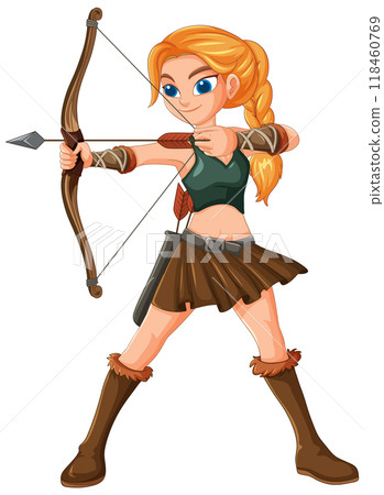 Female Archer Ready to Shoot 118460769