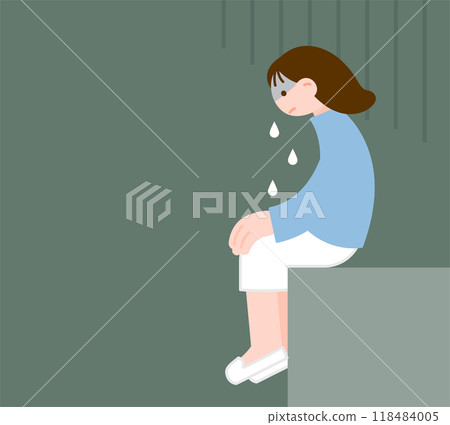 Illustration of a depressed lonely woman 118484005