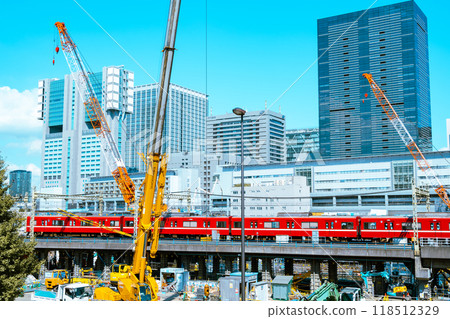 東京再開發 品川站週邊的施工和起重機 2024.09 A-4 淺色 118512329