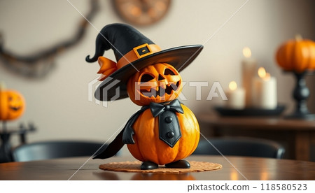 PUMPKINS FRUIT WITH HAT  ILLUSTRATION 118580523