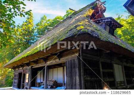 Old house with a bay window and gable 118629665