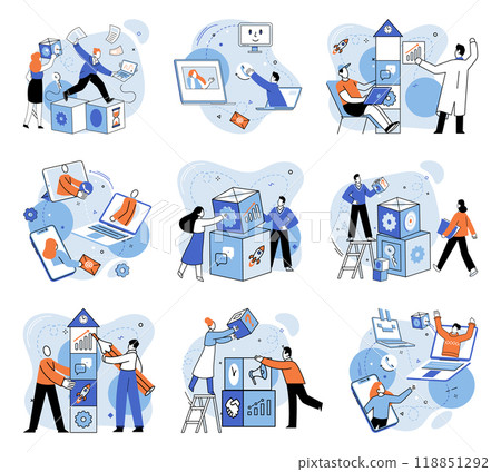 Work together vector illustration. Successful collaboration leads to remarkable achievements in business Teamwork and cooperation are vital for success any project The teams unity and fellowship 118851292