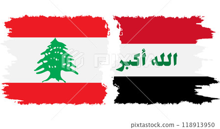 Iraq and Lebanon grunge flags connection vector 118913950