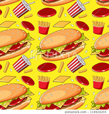 Fast Food Seamless Pattern 118928203