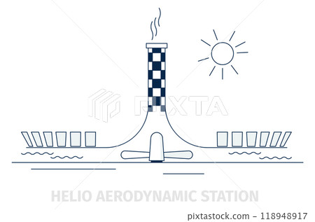 Helio aerodynamic station. Solar power energy component 118948917