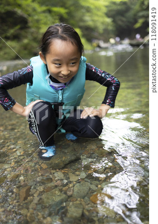 Girls playing on the river 118091419