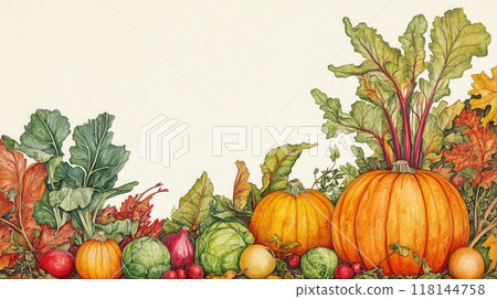 Detailed botanical drawing of vegetable harvest 118144758