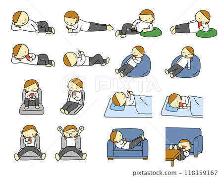 Relaxing woman illustration set 118159167