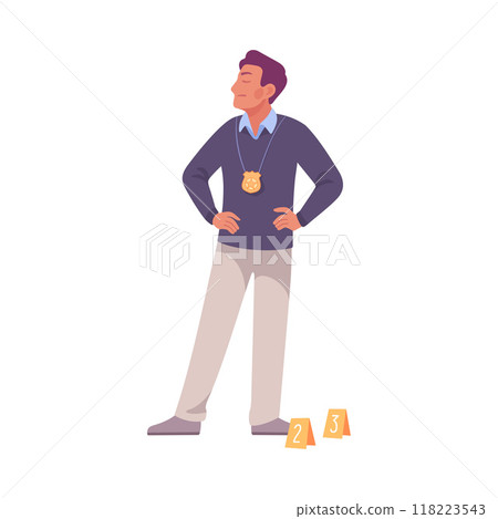 Inspecting Detective Man Character Investigating Case Vector Illustration 118223543